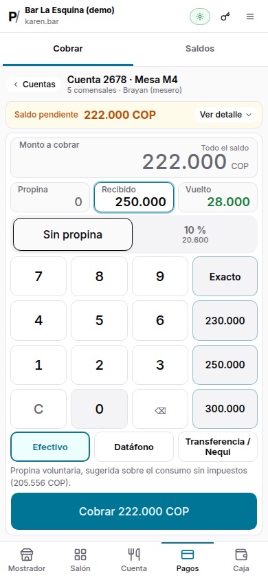 El mismo cobro desde el celular