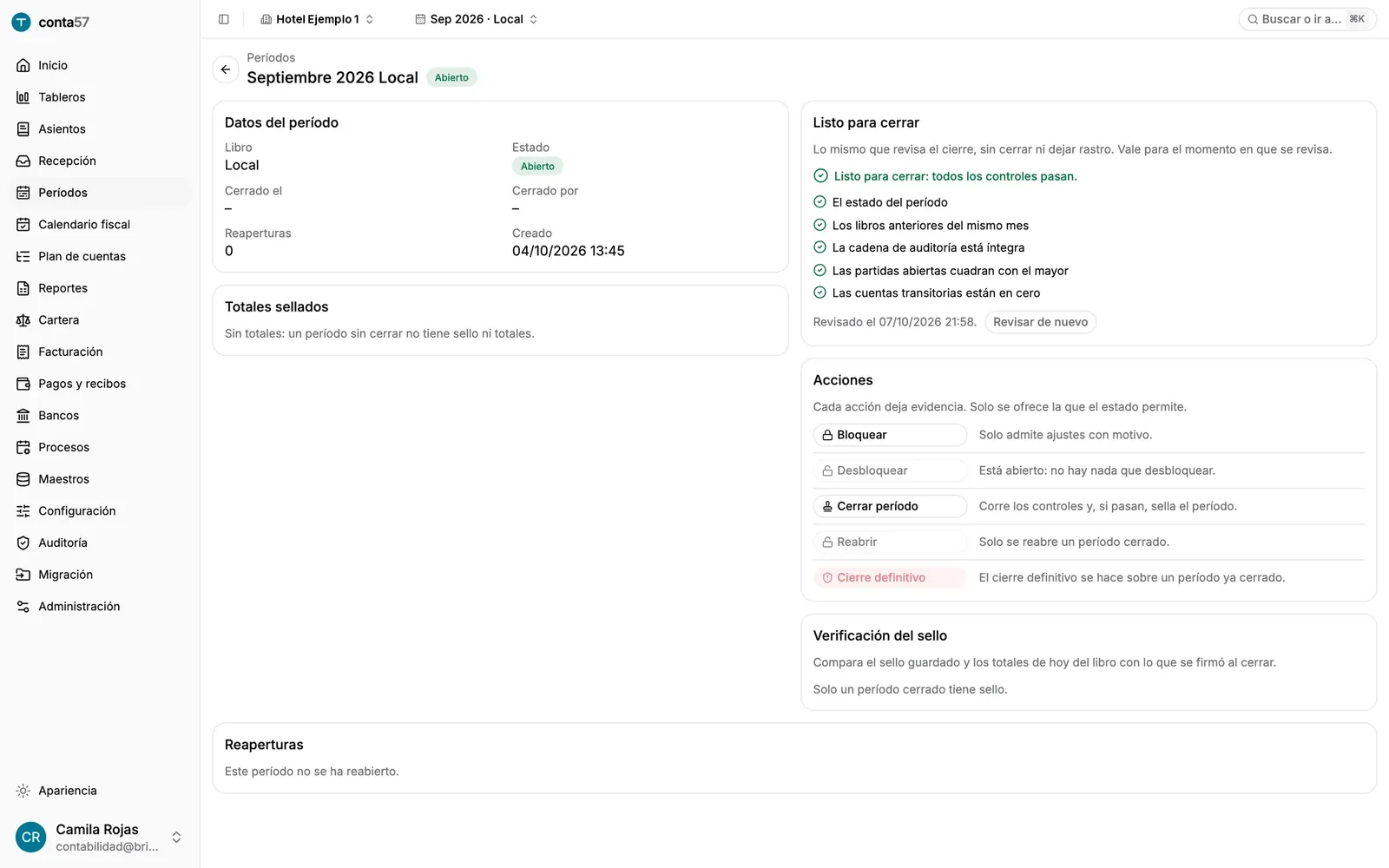 Mes listo para cerrar con cada control revisado