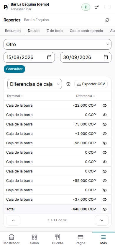 Diferencias de caja en el celular